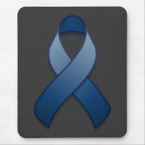 Dark Blue Awareness Ribbon Mousepad by jamieco Dark Blue Awareness Ribbon Mousepad