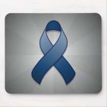 Dark Blue Awareness Ribbon Mousepad by jamieco Dark Blue Awareness Ribbon Mousepad