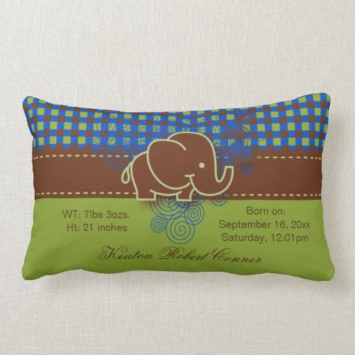 Dark Blue, Brown and Green Plaid Baby Elephant Throw Pillows Zazzle