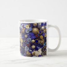 Dark Blue Button Collage Coffee Mug