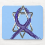 Dark Blue Colon Cancer Survivor Ribbon Mouse Pads