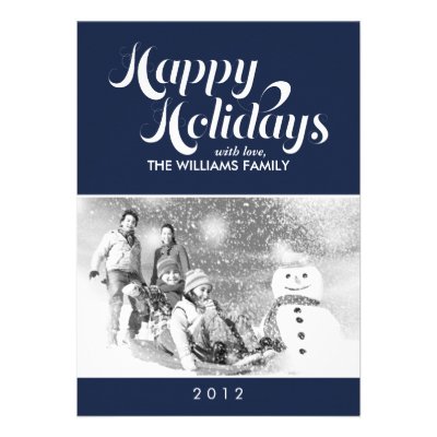 Dark Blue Custom Holiday Cards