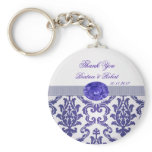 Dark blue Damask, gemstone picture Keychain