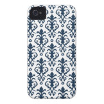 Dark Blue Damask iPhone 4/4S Case Case-Mate iPhone 4 Case
