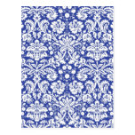 Dark blue damask pattern postcards