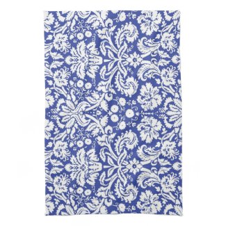 Dark blue damask pattern towels