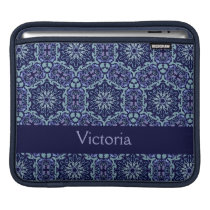 Dark Blue Elegant Pattern Custom Name iPad Sleeve ipad sleeves