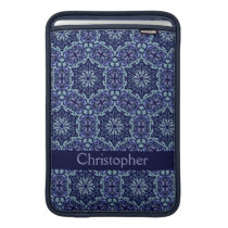 Dark Blue Elegant Pattern Name Macbook Air Sleeve ipad sleeves