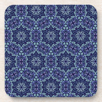 Dark Blue Elegant Pattern ornate coaster set cork coasters