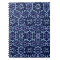 Dark Blue Elegant Pattern ornate spiral notebook notebooks