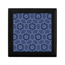 Dark Blue Elegant Pattern Wooden Trinket gift box gift boxes