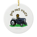 Dark Blue Farmer Girl Christmas Ornaments