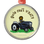 Dark Blue Farmer Girl Christmas Ornaments