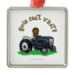 Dark Blue Farmer Girl Christmas Tree Ornament