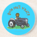 Dark Blue Farmer Girl Drink Coaster