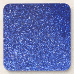 Dark blue faux glitter graphic drink coasters