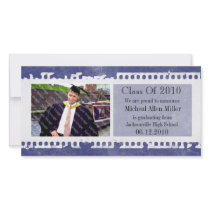 Dark Blue Film Grunge Graduation Photo Card