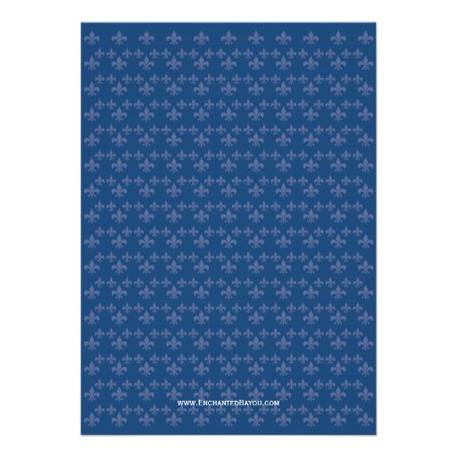 Dark Blue Fleur de Lis Graduation Personalized Invite