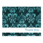 Dark Blue French Damask "Thank You" postcards