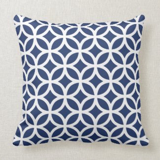 Dark Blue Geometric Pattern Pillow