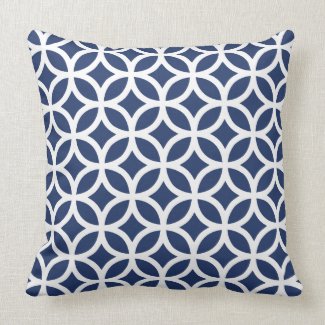 Dark Blue Geometric Pattern Pillow