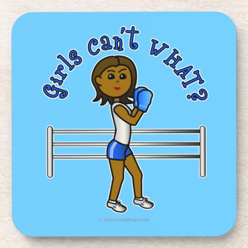 Dark Blue Girls Boxing Beverage Coasters