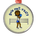 Dark Blue Girls Boxing Christmas Tree Ornament