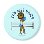 Dark Blue Girls Boxing Fridge Magnets