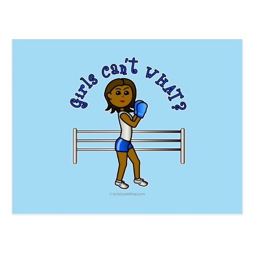 Dark Blue Girls Boxing Postcard