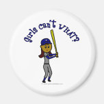 Dark Blue Girls Softball Fridge Magnet