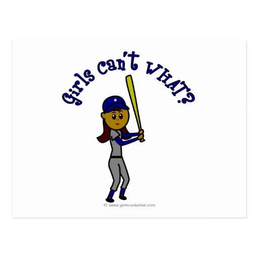 Dark Blue Girls Softball Post Cards