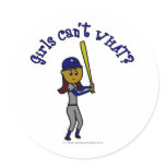 Dark Blue Girls Softball Round Sticker