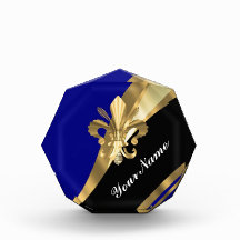 Dark blue & gold fleur de lys acrylic award
