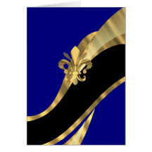 Dark blue & gold fleur de lys card