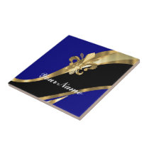 Dark blue & gold fleur de lys tiles