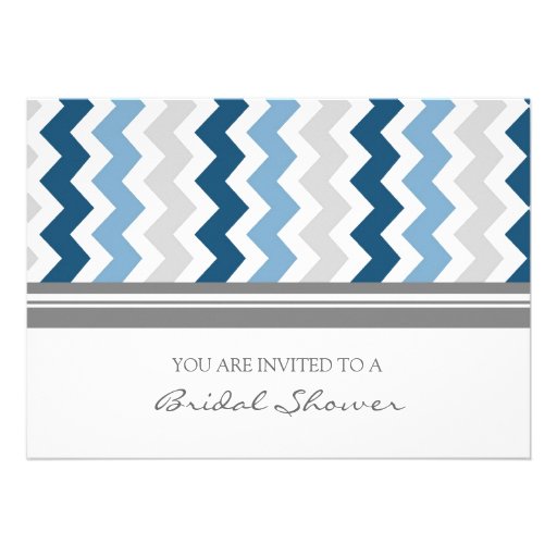 Dark Blue Gray Chevron Bridal Shower Invitation