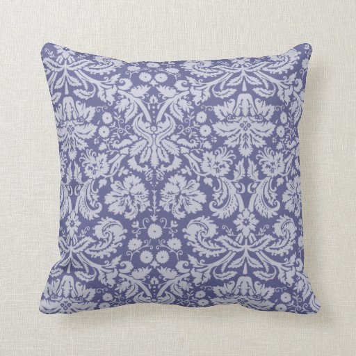 Dark Blue-Gray Damask Throw Pillows Zazzle