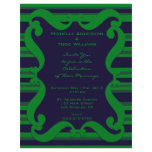 Dark blue green striped Wedding flyers