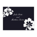 Dark Blue Hibiscus Wedding Invitation postcards