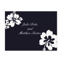 Dark Blue Hibiscus Wedding Invitation postcards