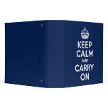 Dark Blue Keep Calm and Carry On Vinyl Binder