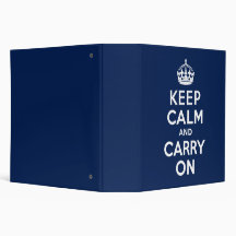 Dark Blue Keep Calm and Carry On Vinyl Binder