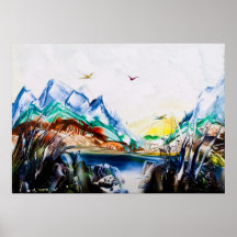 Dark Blue Lake Poster
