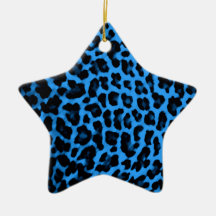 Dark Blue Leopard Print Christmas Ornaments