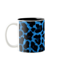 Dark Blue Leopard Print Mugs