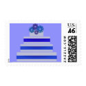 DARK BLUE LIGHT BLUE CAKE POSTAGE STAMPS
