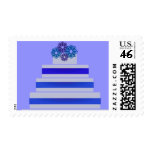 DARK BLUE LIGHT BLUE CAKE POSTAGE STAMPS