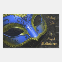 Dark Blue Masquerade Mask Halloween Party Stickers