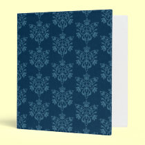 Dark Blue Monochromatic Damask Binder binders