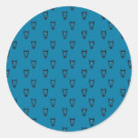 Dark blue owl pattern round stickers